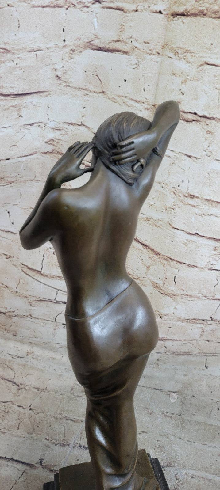 Signed Real Aldo Vitaleh 1920 Style Model Bronze Sculpture Marble Statue Nude