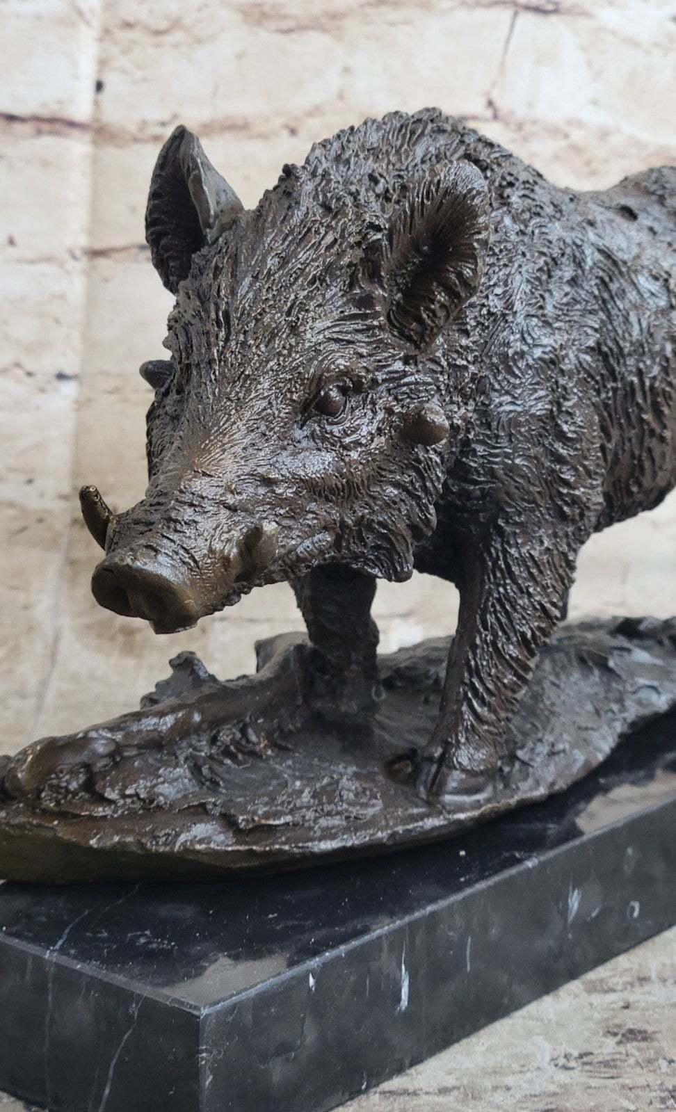 Vintage Bronze Hunt Sculpture Statue Wild Boar Razorback Signed BARYE Sale