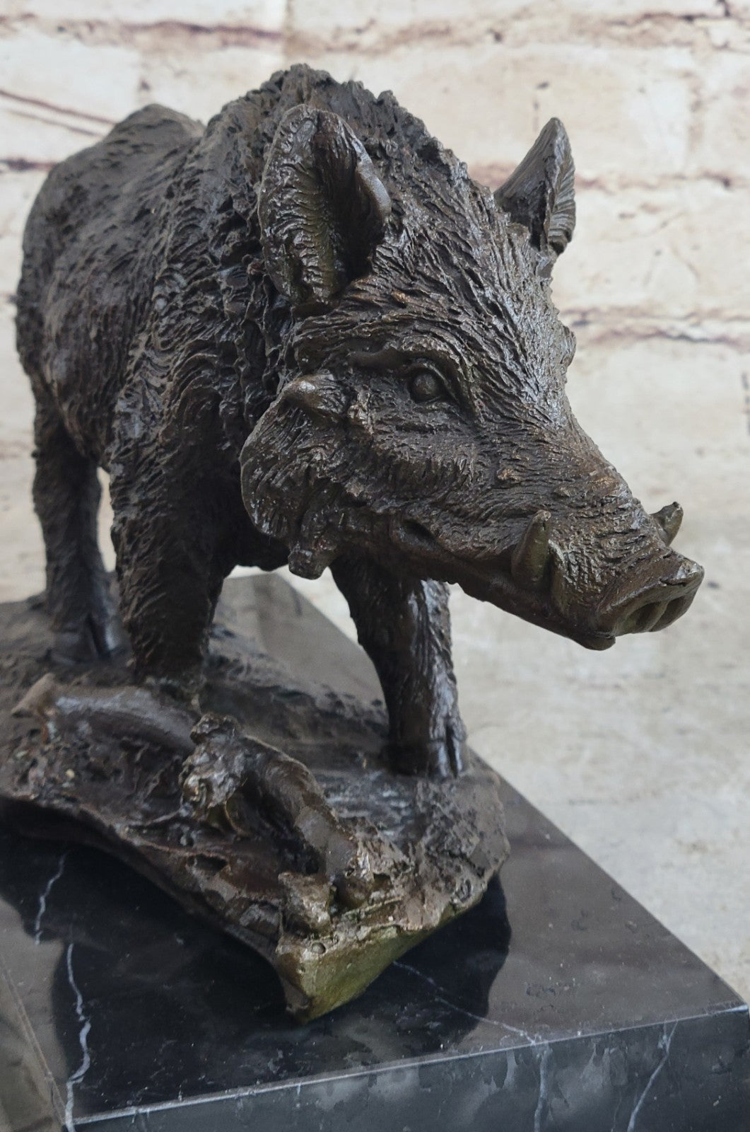 Vintage Bronze Hunt Sculpture Statue Wild Boar Razorback Signed BARYE Sale