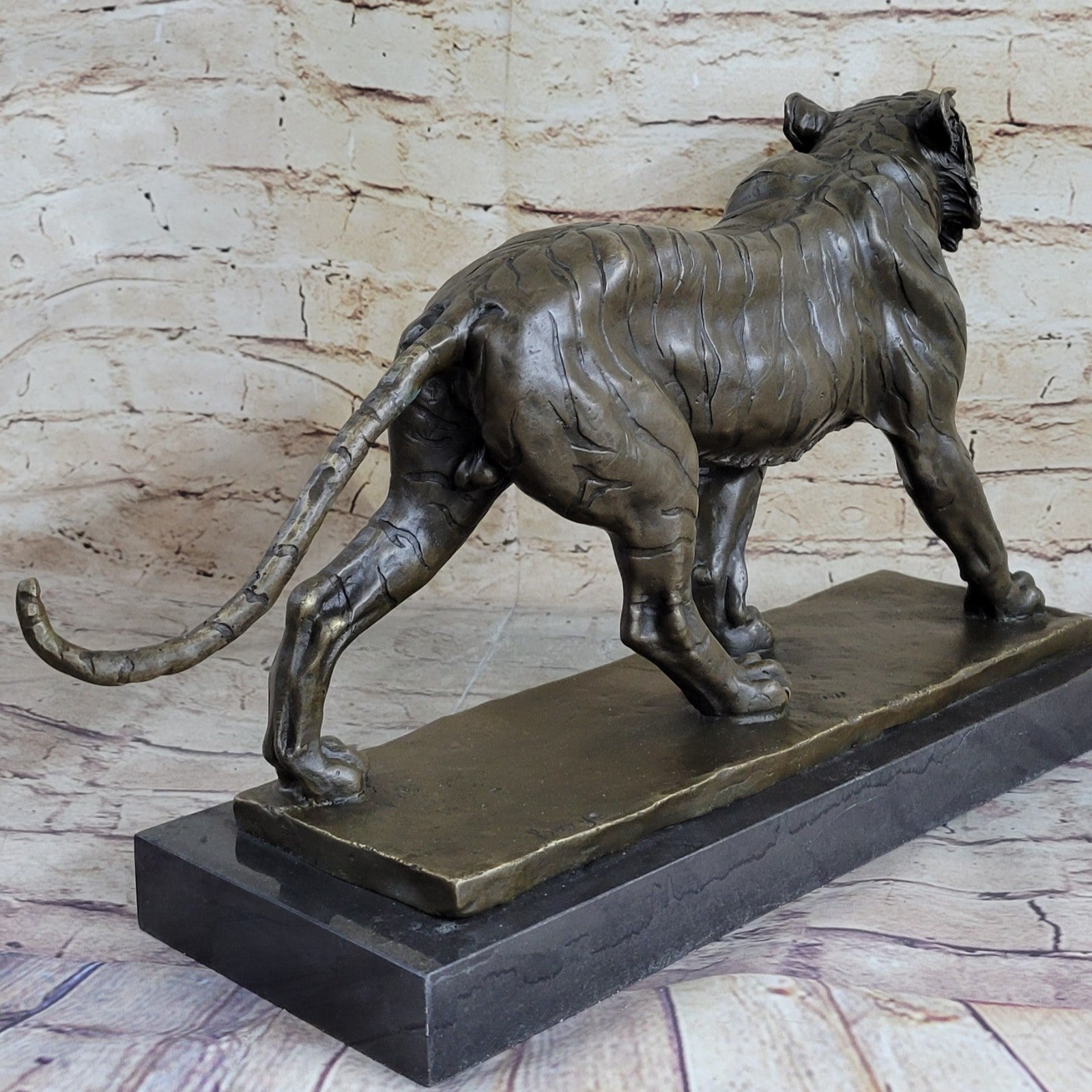 BRONZE WALKING TIGER AFTER ANTOINE-LOUIS BARYE BY LOST WAX METHOD FIGURINE