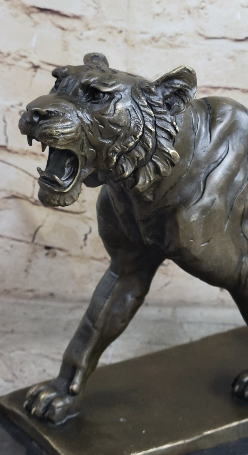 BRONZE WALKING TIGER AFTER ANTOINE-LOUIS BARYE BY LOST WAX METHOD FIGURINE