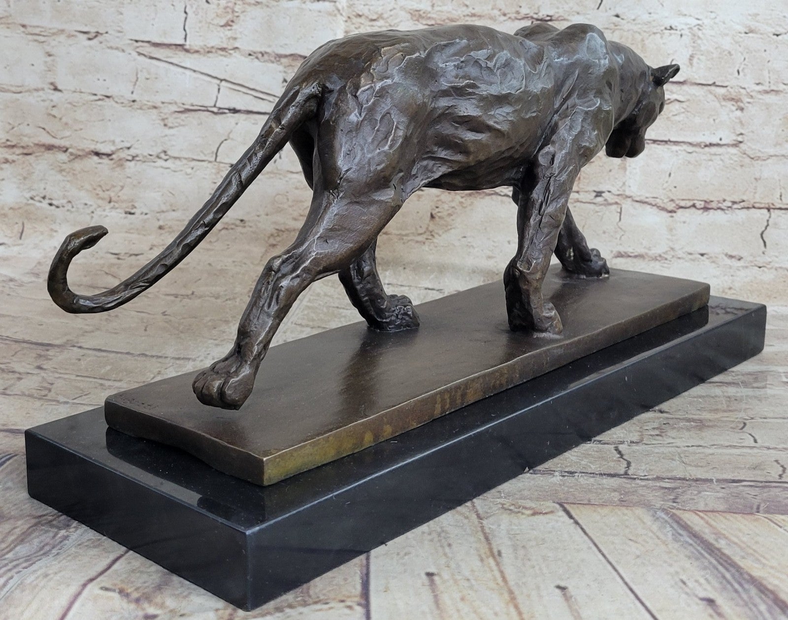 Large Bugatti Sleek Jaguar Puma Leopard Bronze Art Deco Figurine Sculpture Decor