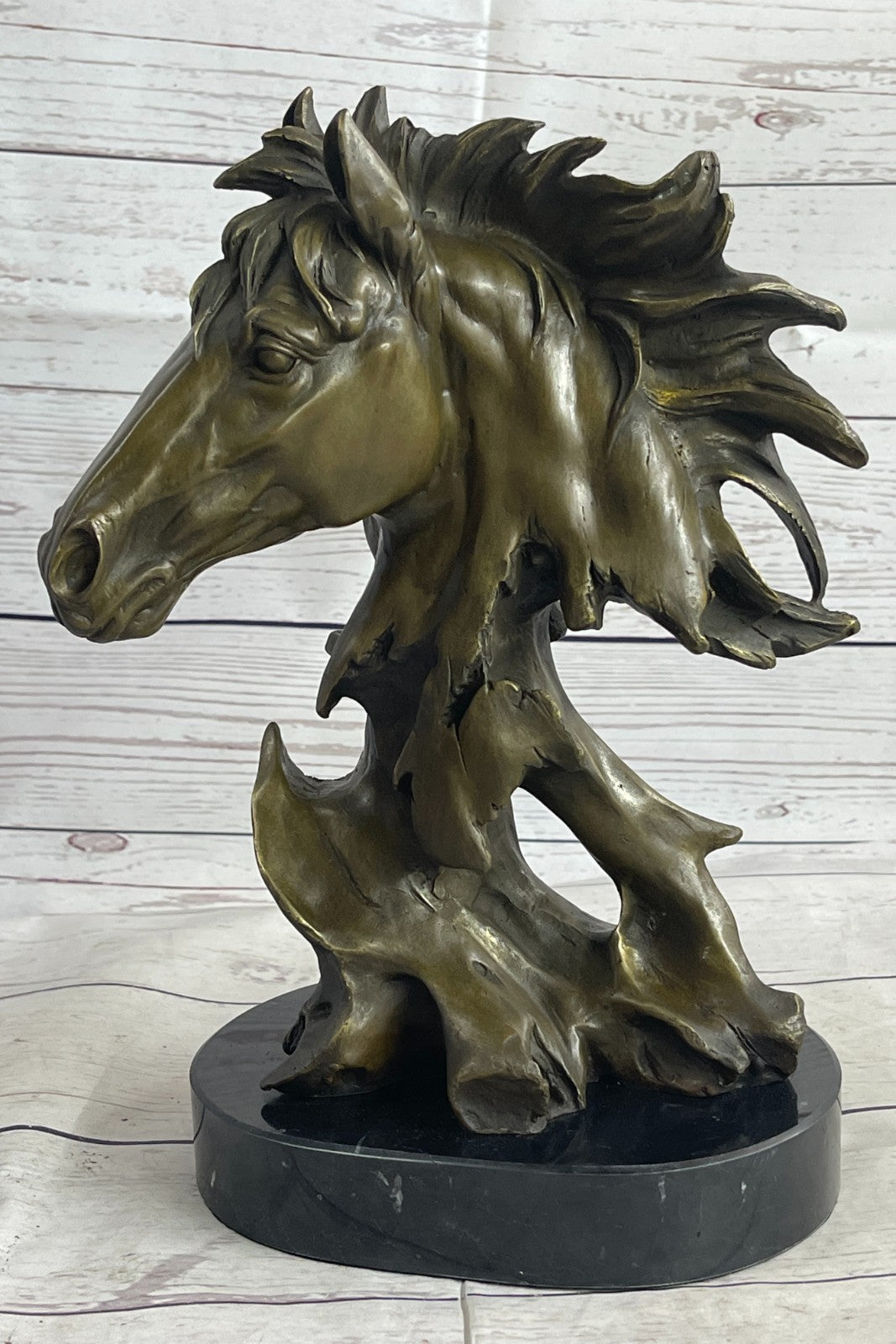 12" Lovely European Copper Bronze Belle Handsome Horse Hand Bust Statue Figure