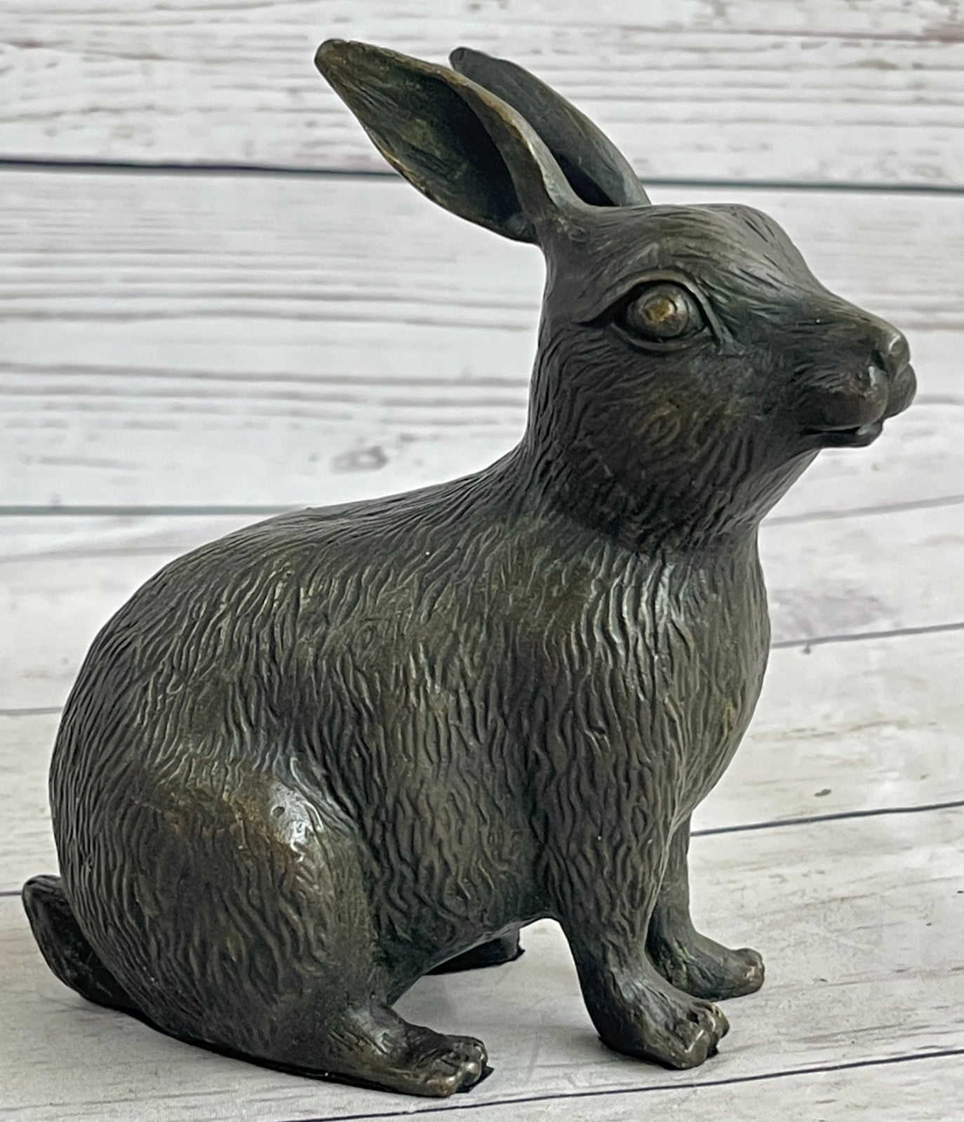 Bunny Rabbit Vintage 100% Bronze Sculpture-Signed Milo Lost Wax Method Figurine