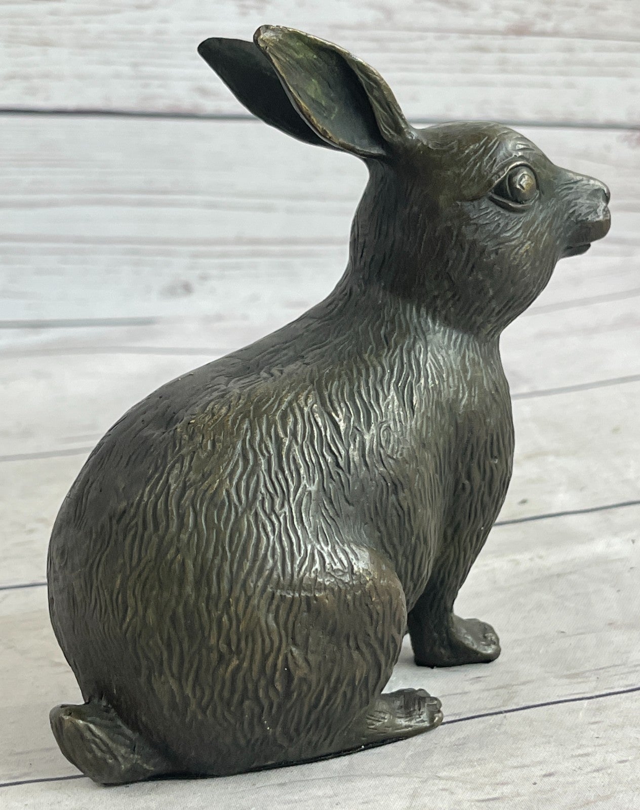 Bunny Rabbit Vintage 100% Bronze Sculpture-Signed Milo Lost Wax Method Figurine