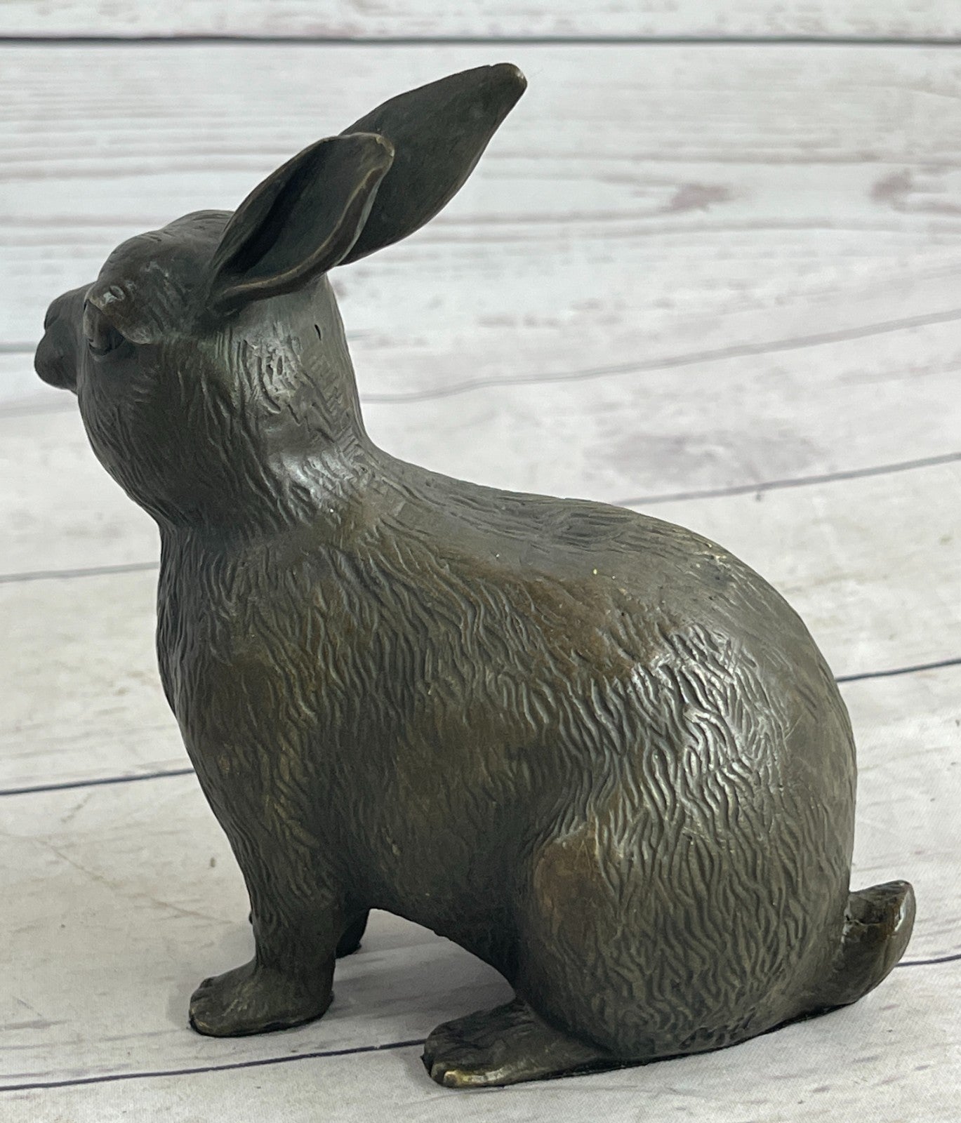 Bunny Rabbit Vintage 100% Bronze Sculpture-Signed Milo Lost Wax Method Figurine