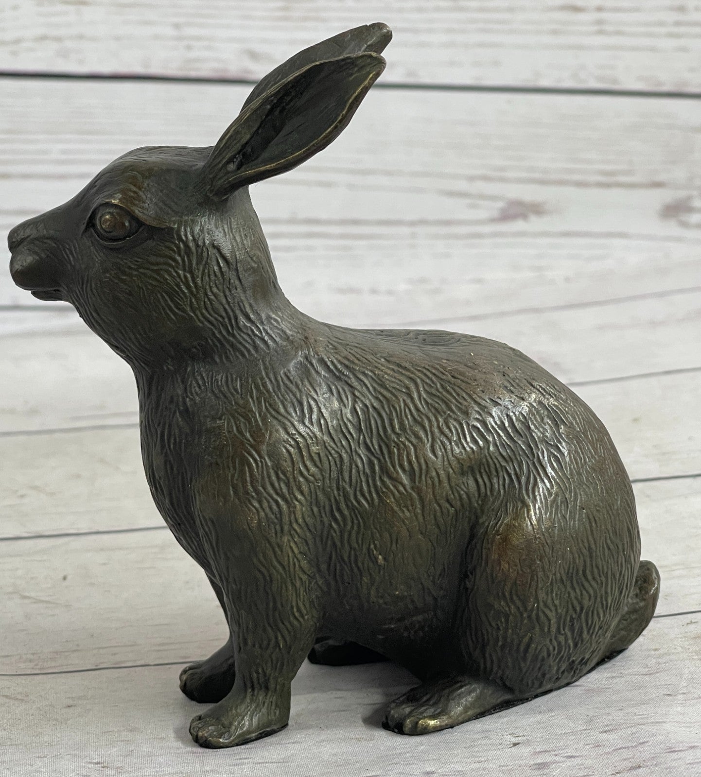 Bunny Rabbit Vintage 100% Bronze Sculpture-Signed Milo Lost Wax Method Figurine