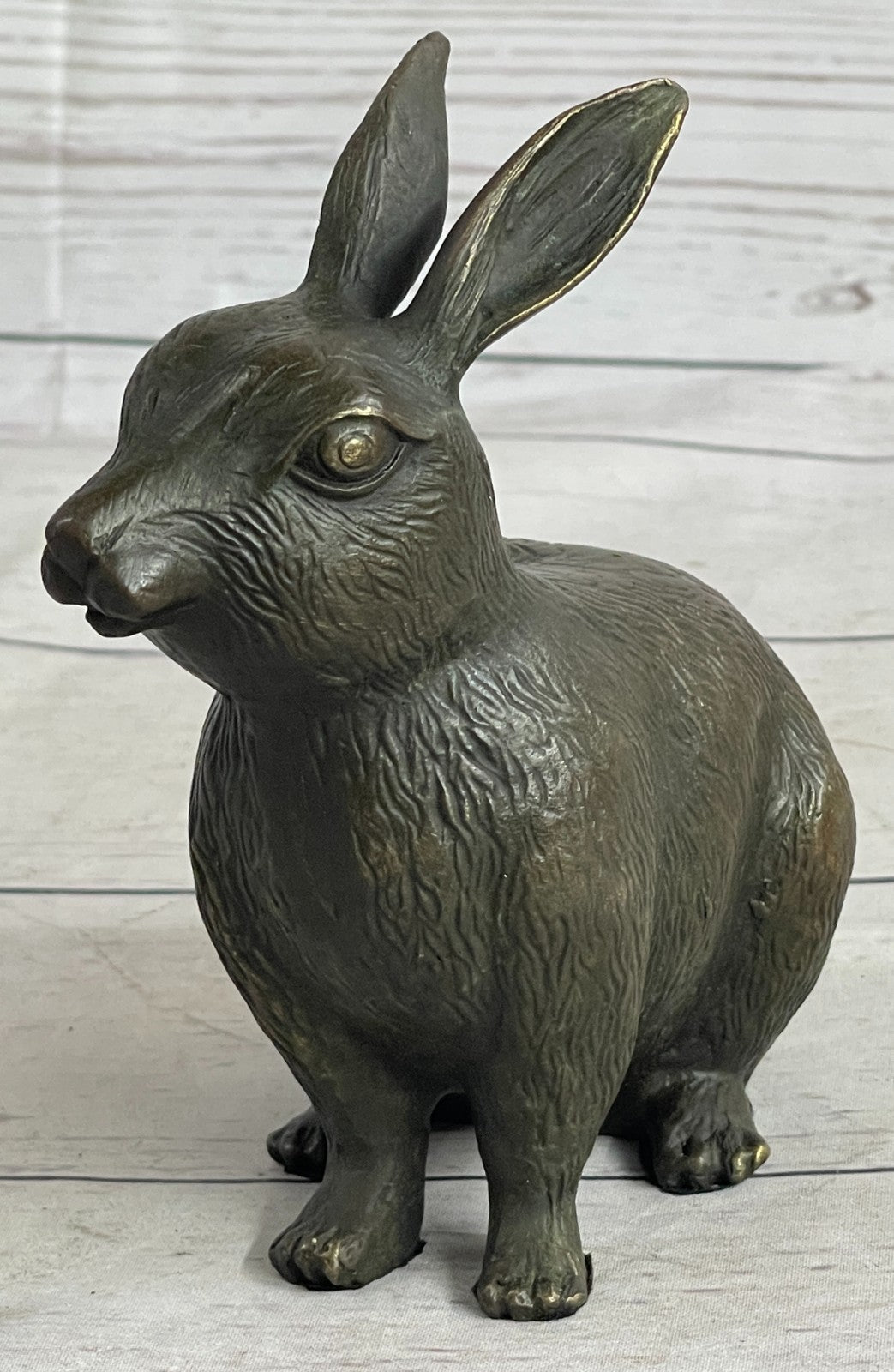 Bunny Rabbit Vintage 100% Bronze Sculpture-Signed Milo Lost Wax Method Figurine