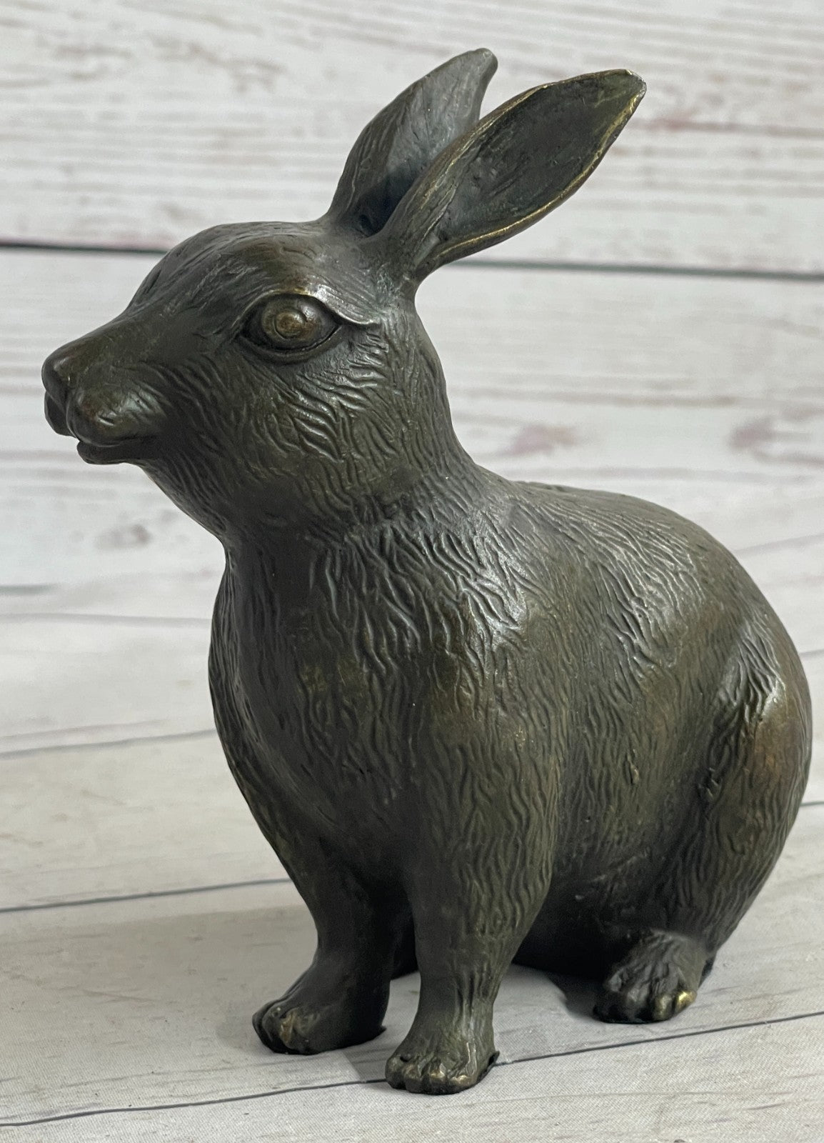 Bunny Rabbit Vintage 100% Bronze Sculpture-Signed Milo Lost Wax Method Figurine