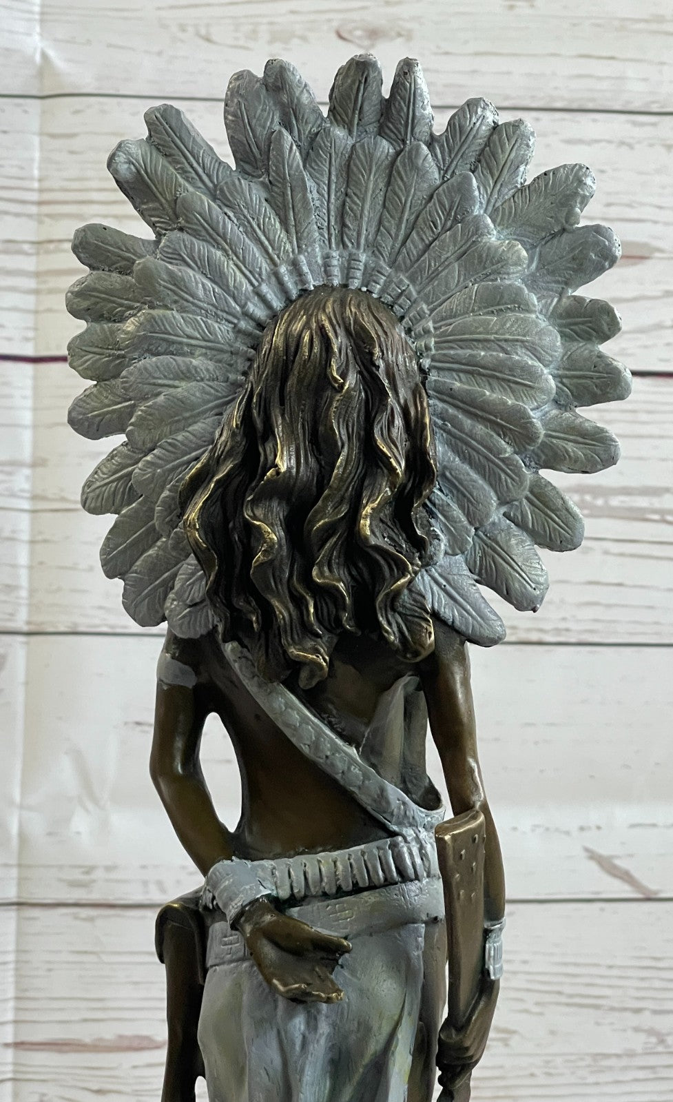 Signed Native American Indian Girl Bronze Sculpture Statue Figurine Home Decor