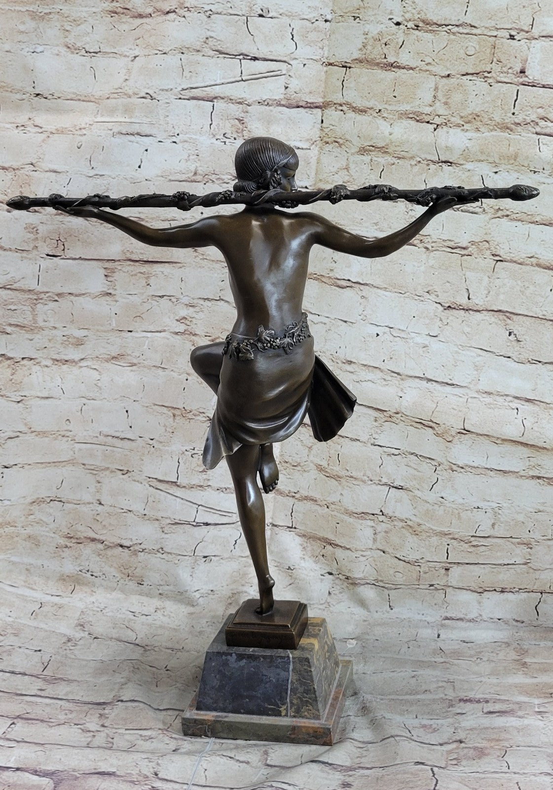 Nude Bronze Sculpture Thyrsus Dancer by Lost Wax Method Museum Quality Artwork