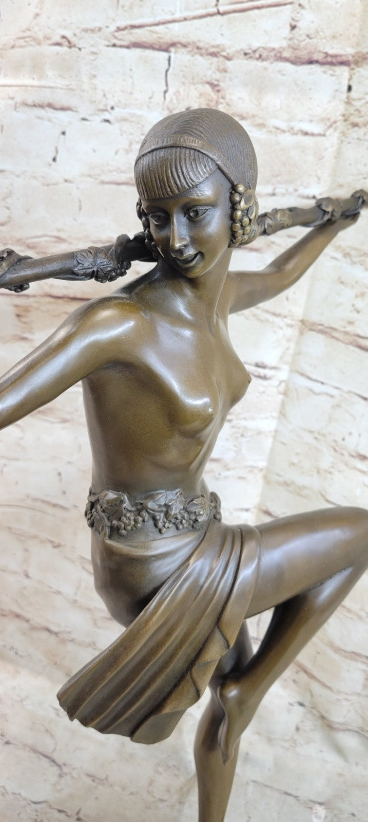 Nude Bronze Sculpture Thyrsus Dancer by Lost Wax Method Museum Quality Artwork