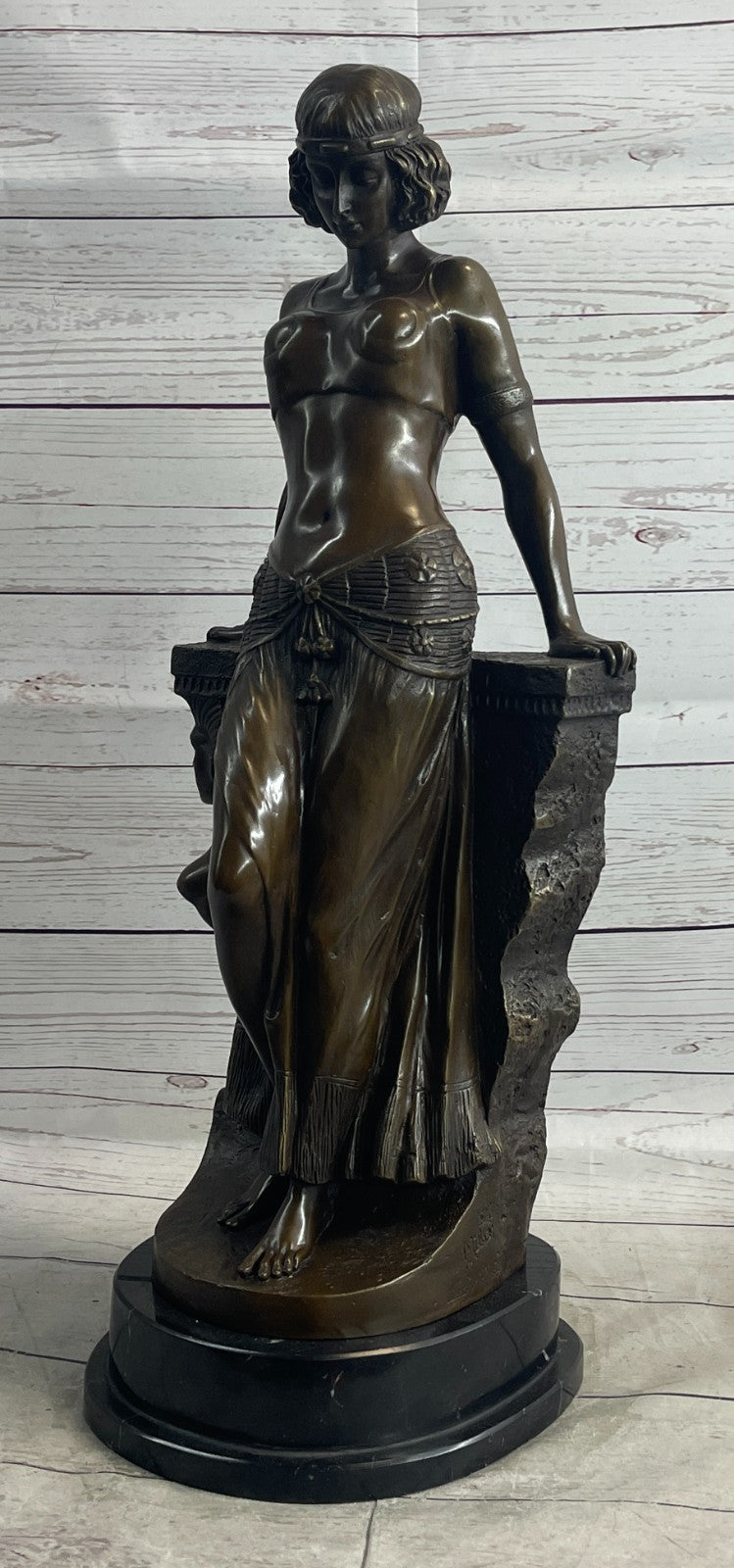 Signed Egyptian Princess bronze Patina Figurine Statue {Great Gift