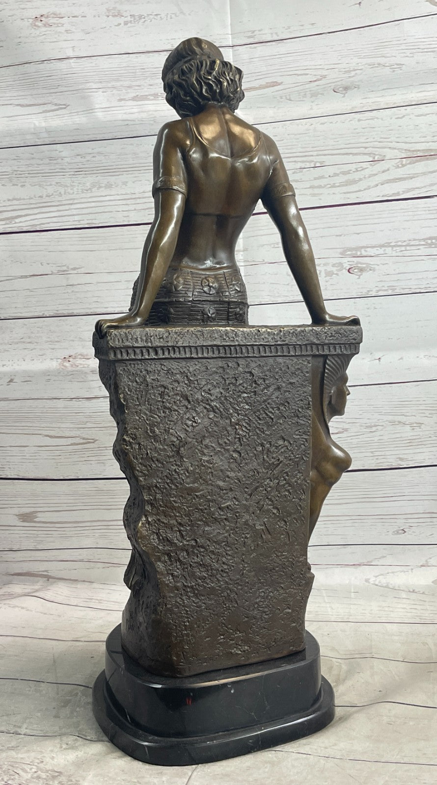 Signed Egyptian Princess bronze Patina Figurine Statue {Great Gift