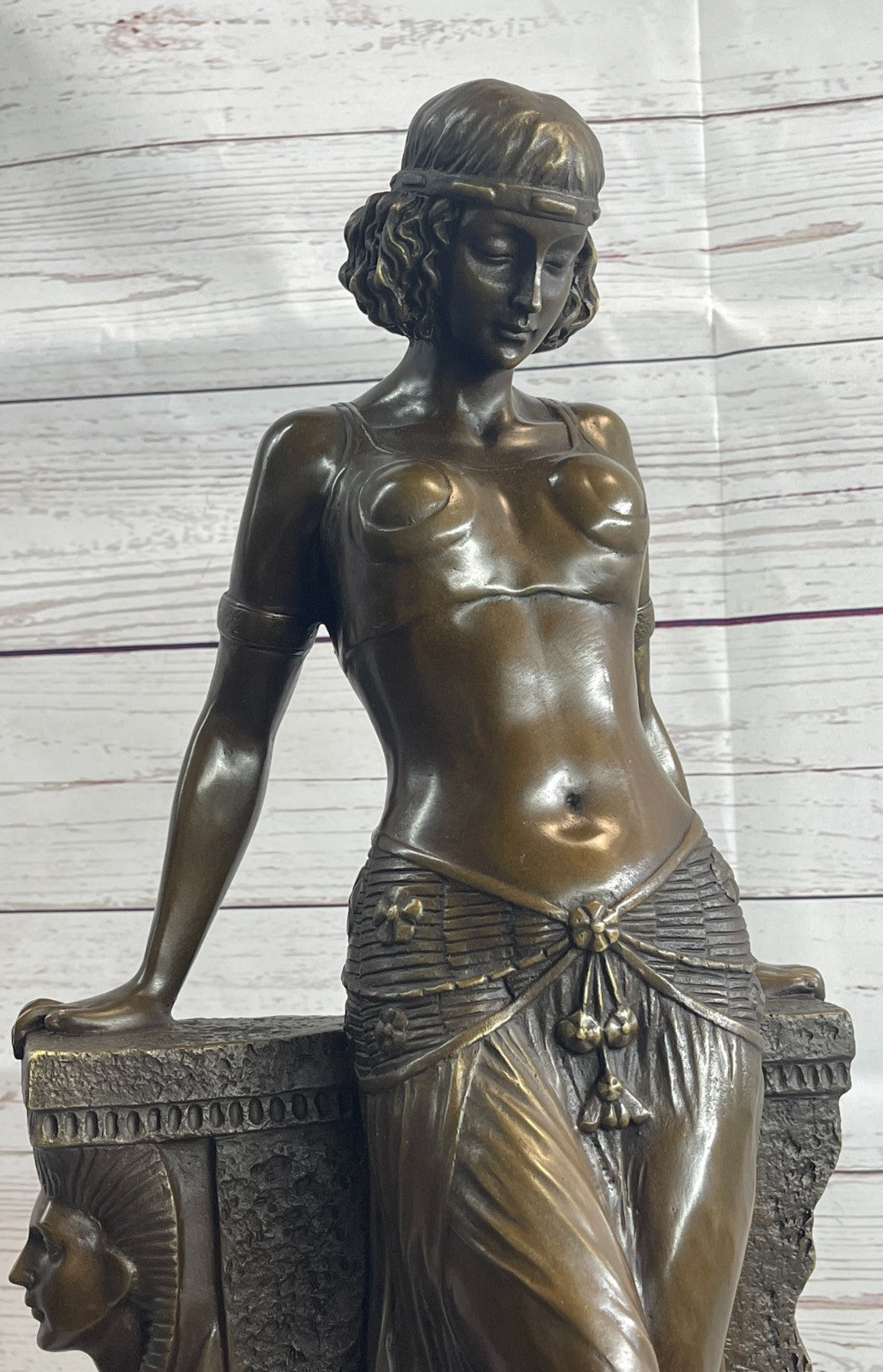 Signed Egyptian Princess bronze Patina Figurine Statue {Great Gift