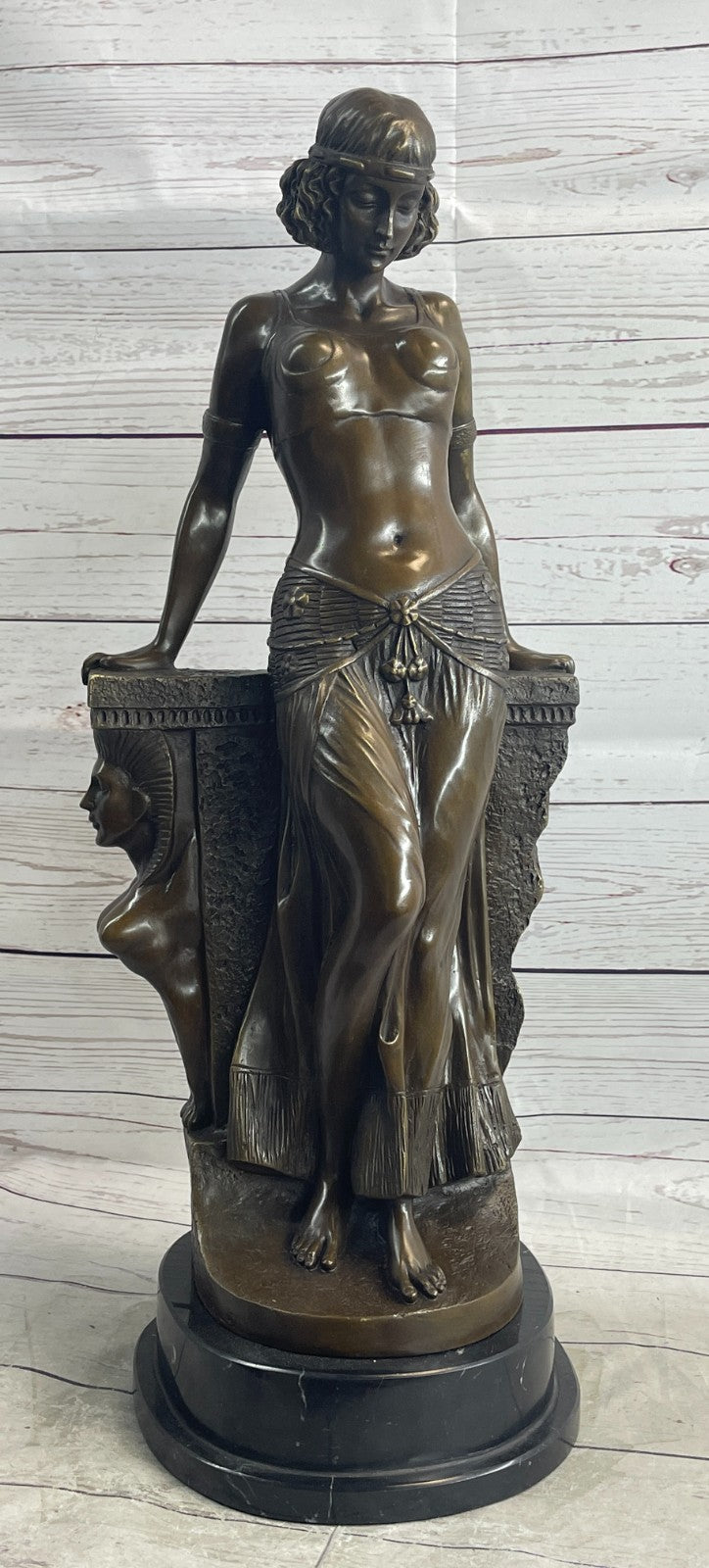 Signed Egyptian Princess bronze Patina Figurine Statue {Great Gift