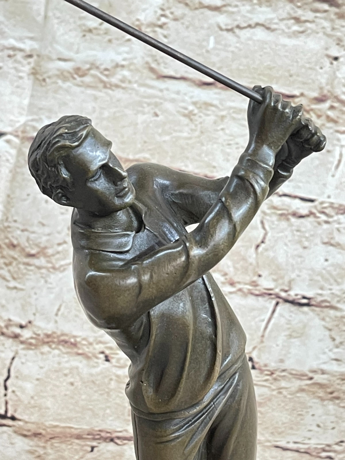 Original Milo male Golfer Golf Sport Bronze Statue Marble Base Sculpture Figure