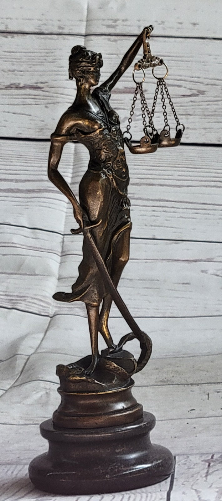 Handcrafted Marble Figurine of Lady Justice with Scales and Blindfold Sale