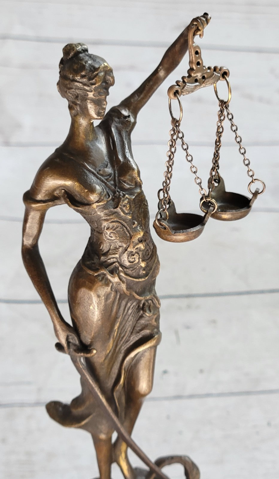 Handcrafted Marble Figurine of Lady Justice with Scales and Blindfold Sale