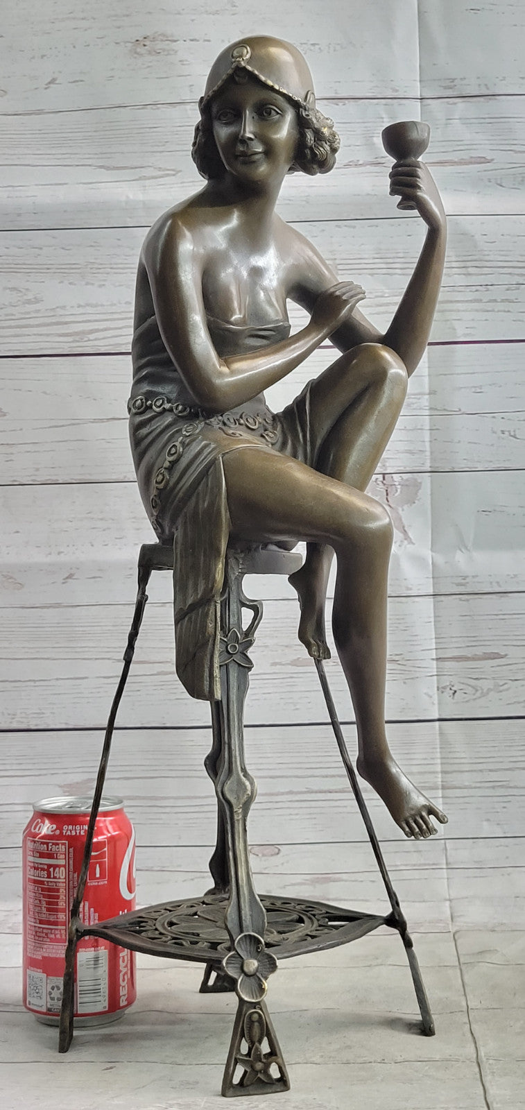 Hand Made Young Girl Sitting A chair Bronze Sculpture By MIR Statue Figurine