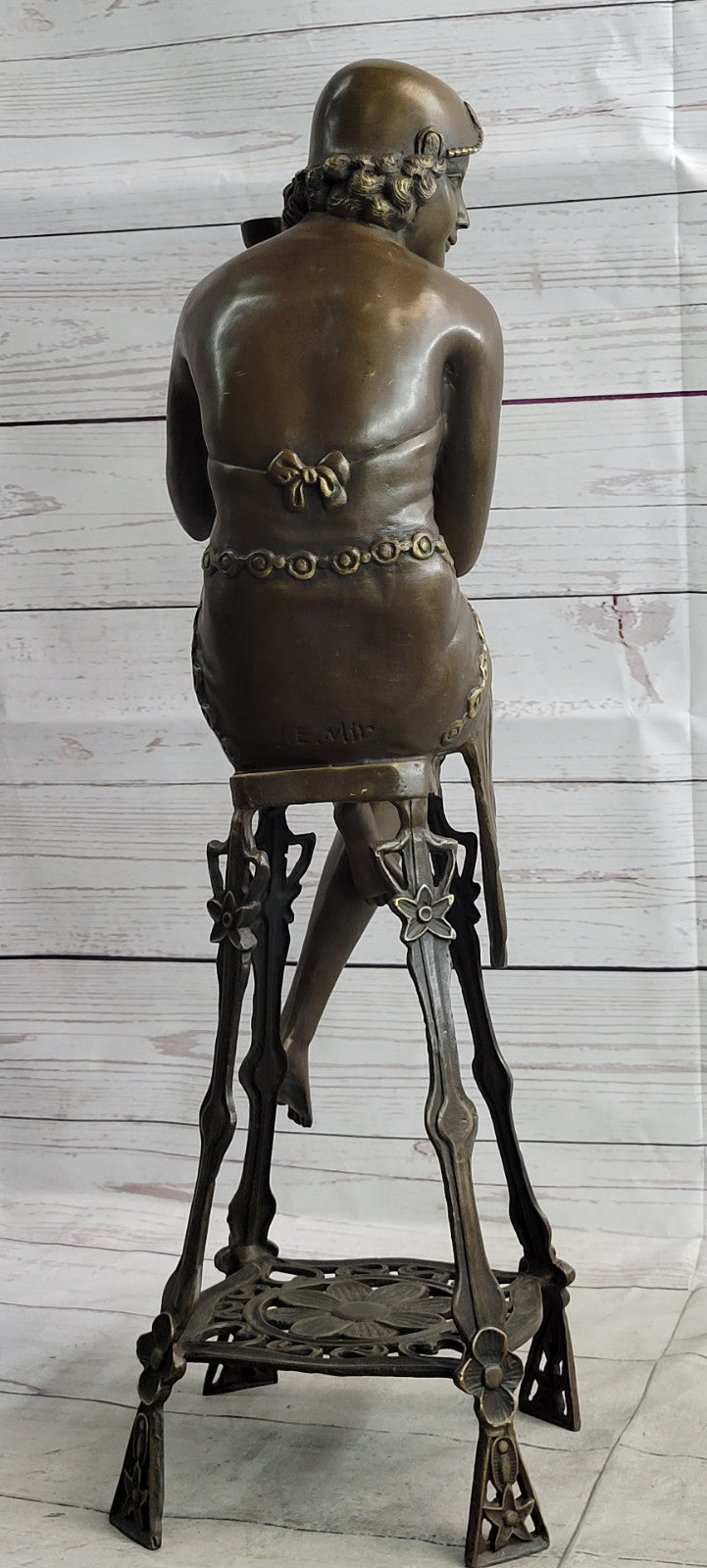 Hand Made Young Girl Sitting A chair Bronze Sculpture By MIR Statue Figurine