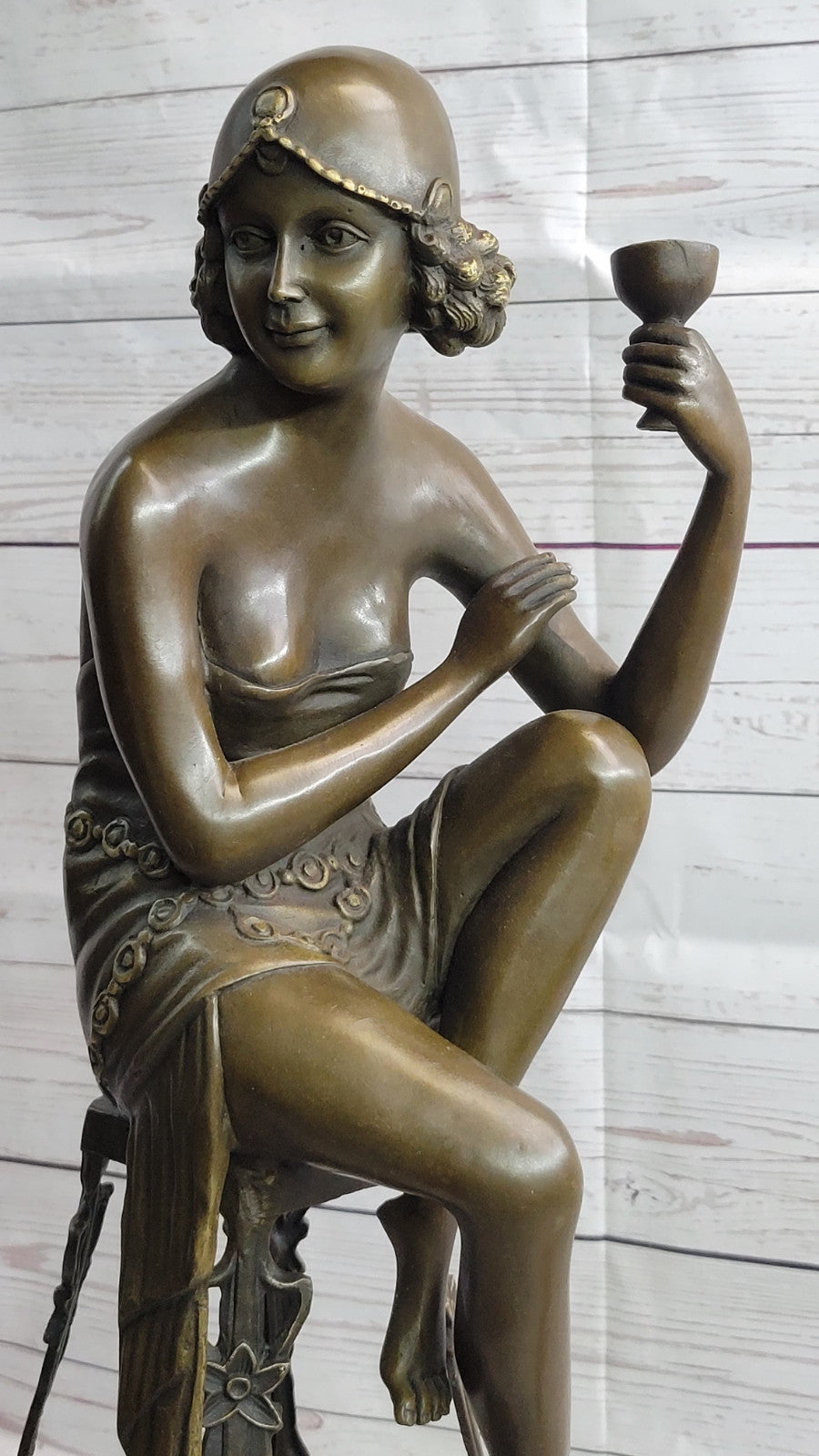 Hand Made Young Girl Sitting A chair Bronze Sculpture By MIR Statue Figurine