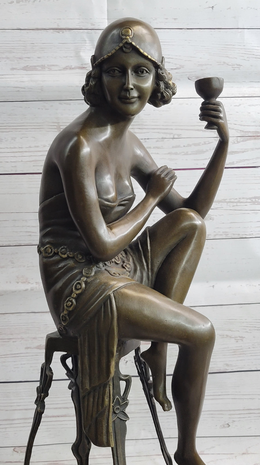 Hand Made Young Girl Sitting A chair Bronze Sculpture By MIR Statue Figurine