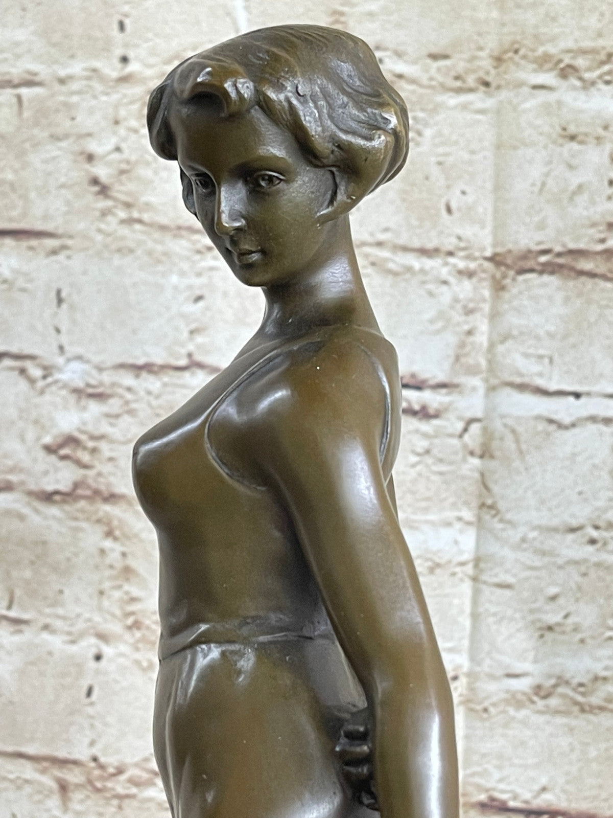 Viennese Art Deco Bronze Figure on a Marble Base by Joseph Lorenzl, 19