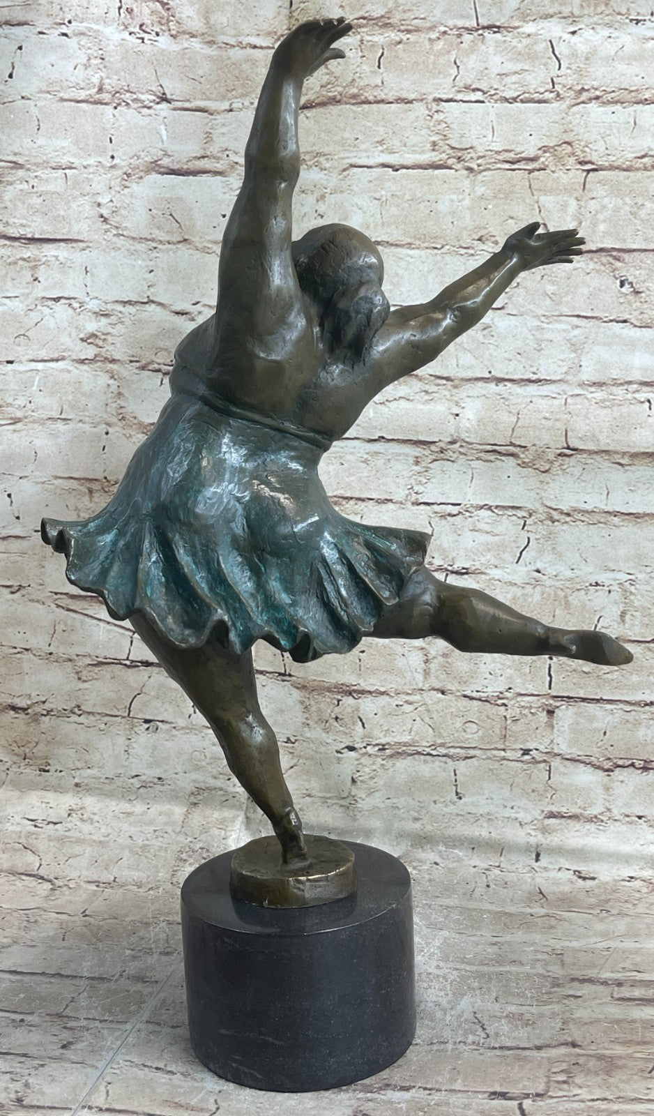 Handcrafted Detailed Verdi Patina Trophy Dancer Signed Original Bronze Sculpture