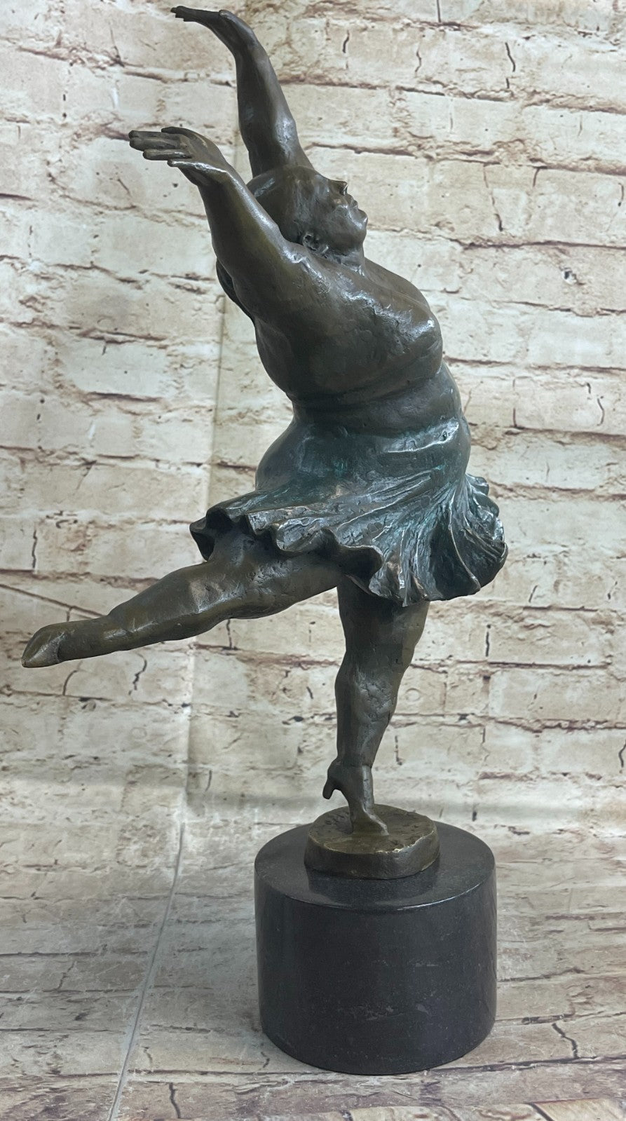 Handcrafted Detailed Verdi Patina Trophy Dancer Signed Original Bronze Sculpture