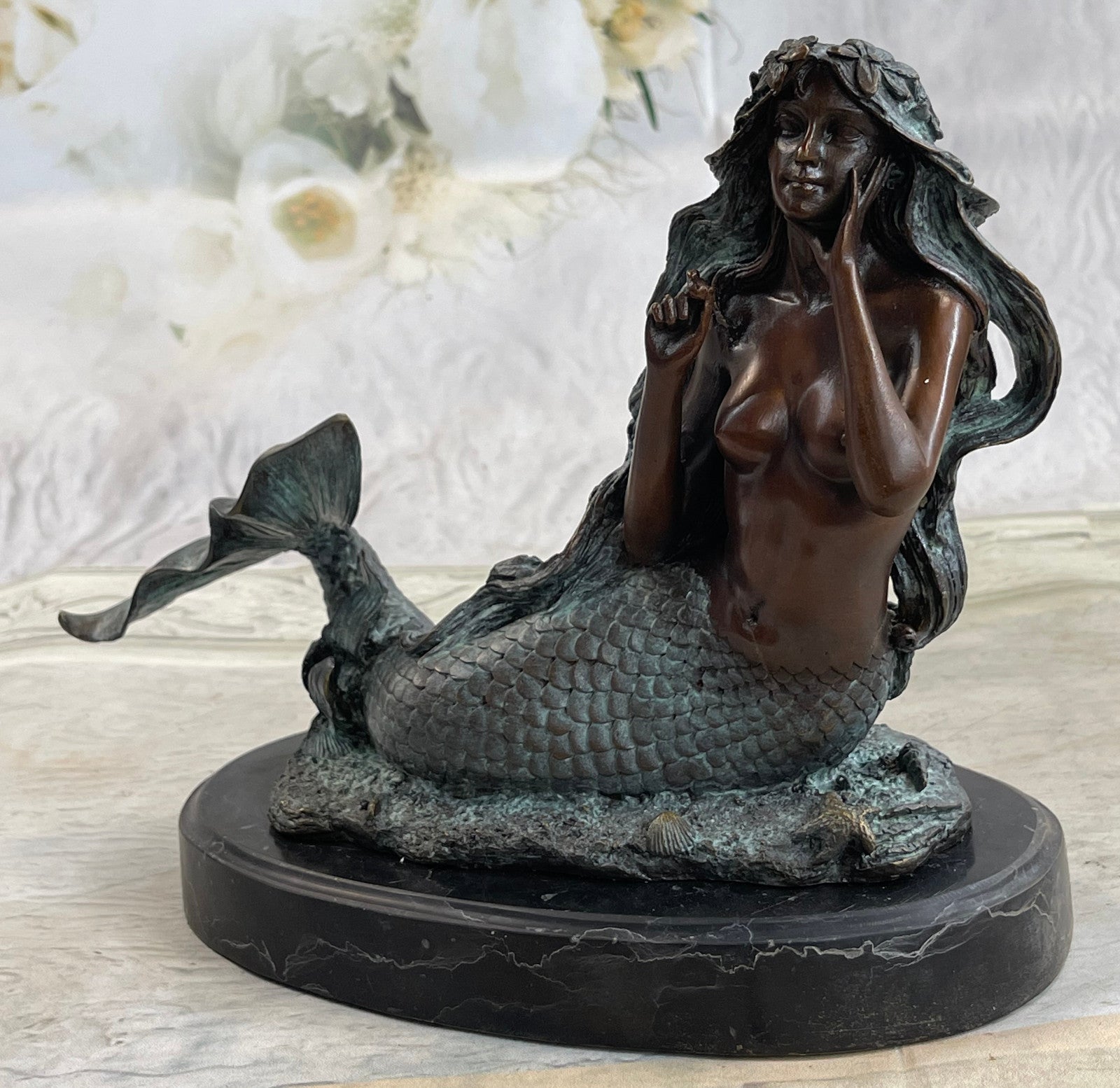 Bronze Sculpture Hot Cast Nude Naked Sexy Mermaid Made by Lost Wax Method