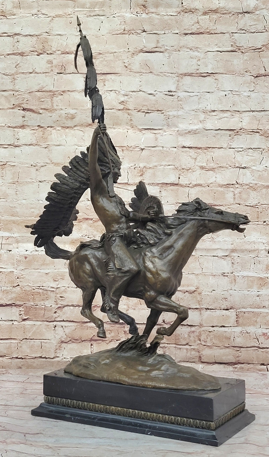 Milo`s Native Warrior: Signed Bronze Sculpture - American Indian on Horse