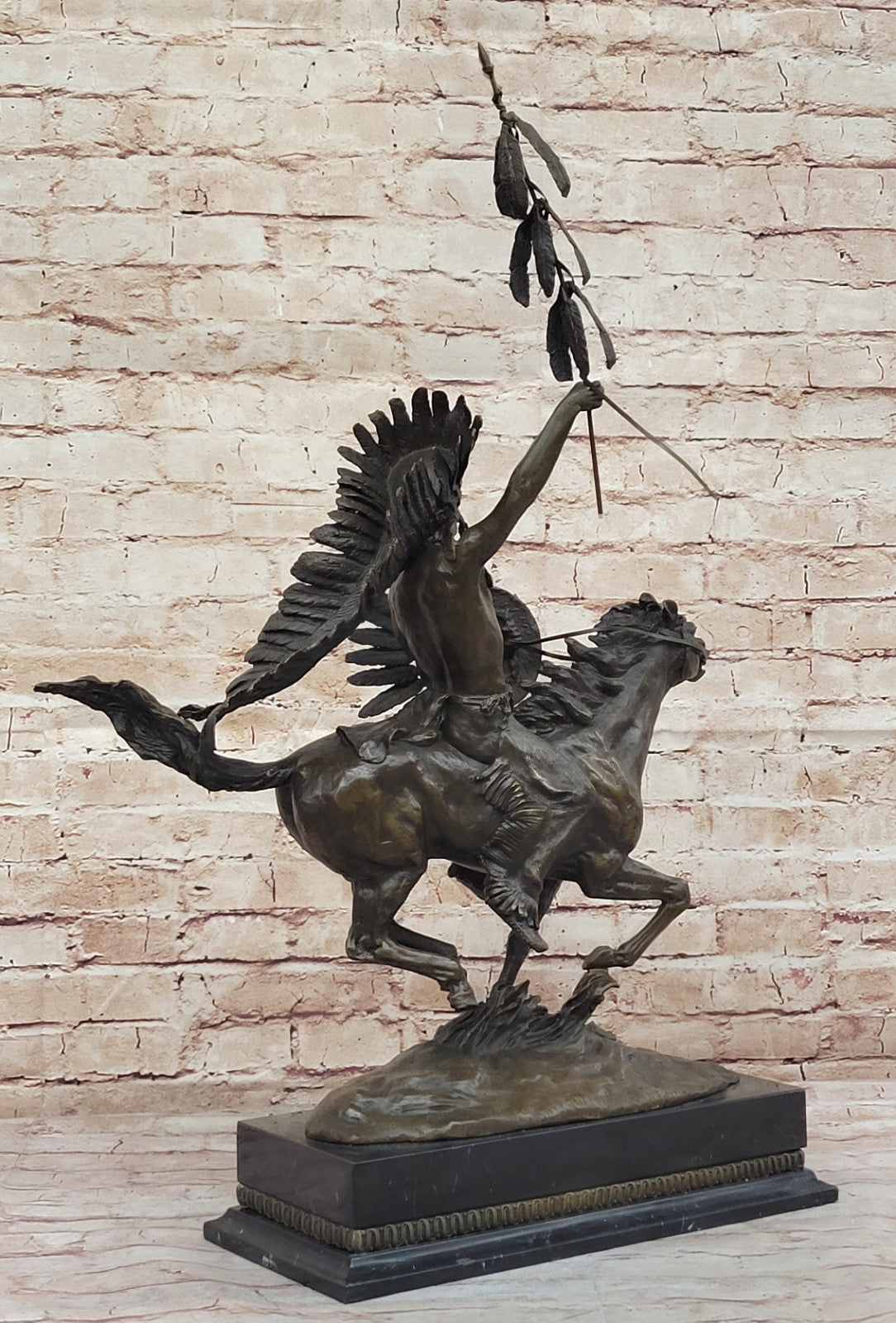 Milo`s Native Warrior: Signed Bronze Sculpture - American Indian on Horse