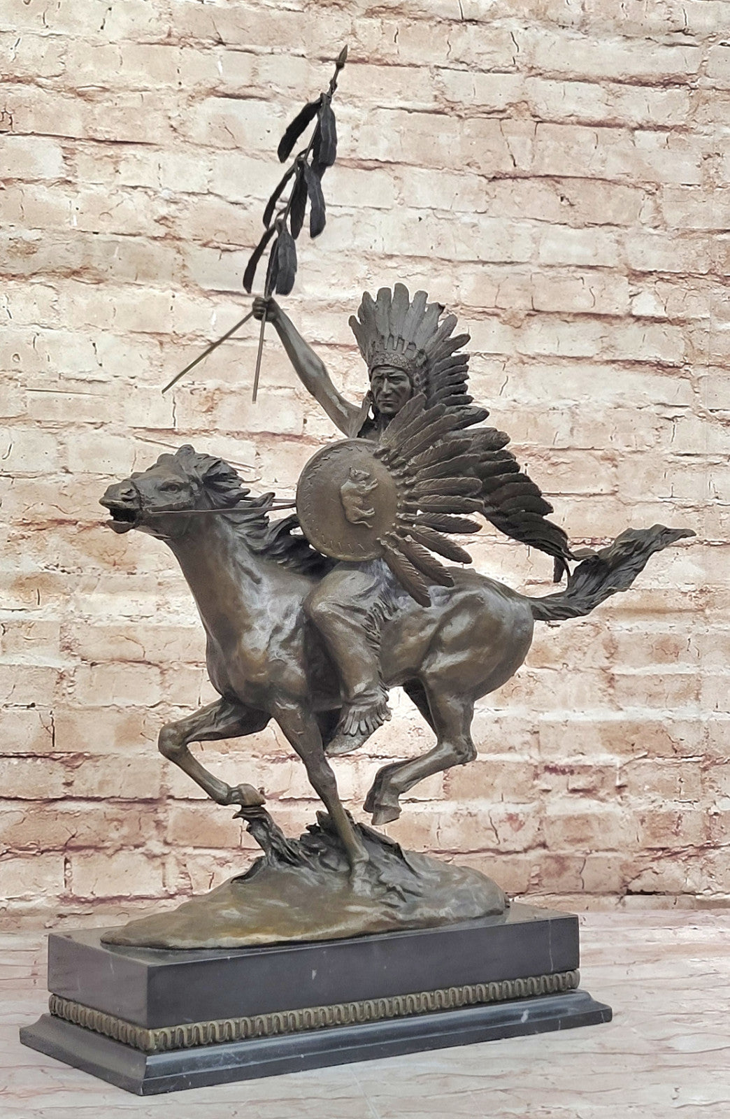 Milo`s Native Warrior: Signed Bronze Sculpture - American Indian on Horse