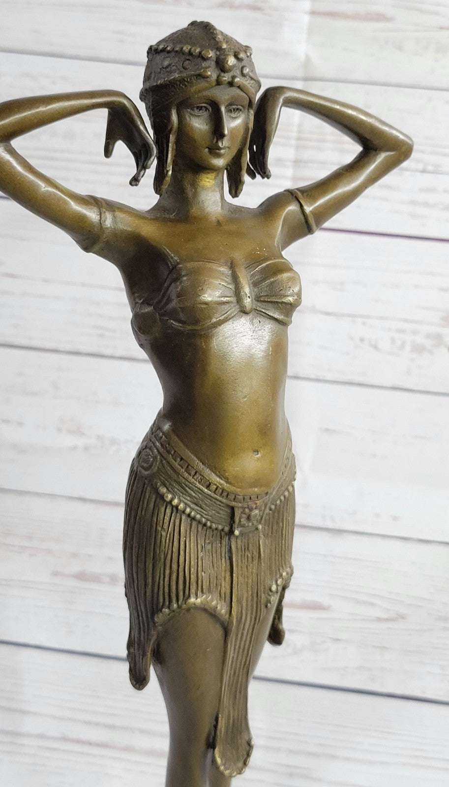 LARGE DIMITRI CHIPARUS DANCER ART DECO BRONZE SCULPTURE MARBLE BASE FIGURINE ART