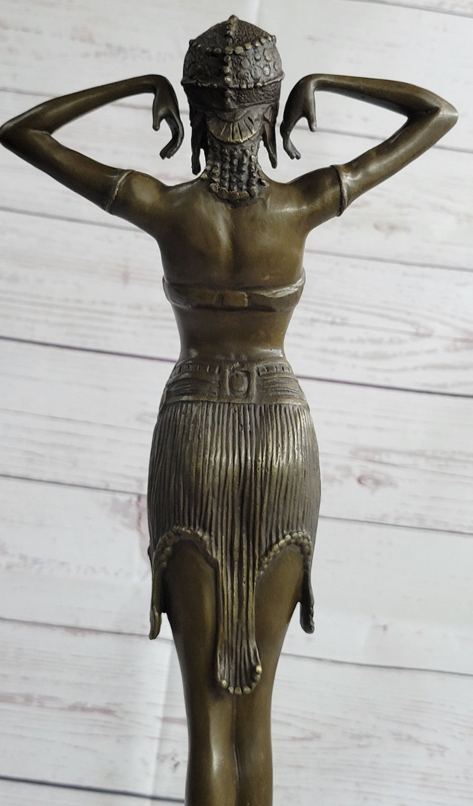 LARGE DIMITRI CHIPARUS DANCER ART DECO BRONZE SCULPTURE MARBLE BASE FIGURINE ART