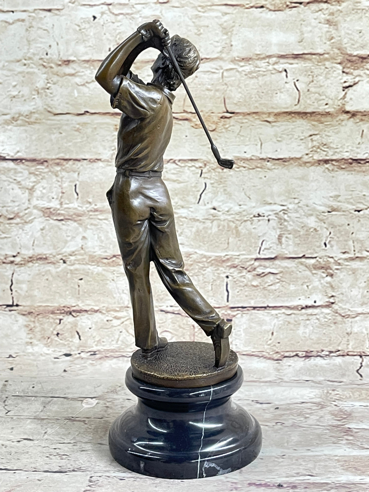 Golfer Golf Golfing Hand Made Sportsman Bronze Sculpture Statue Figurine Figur T