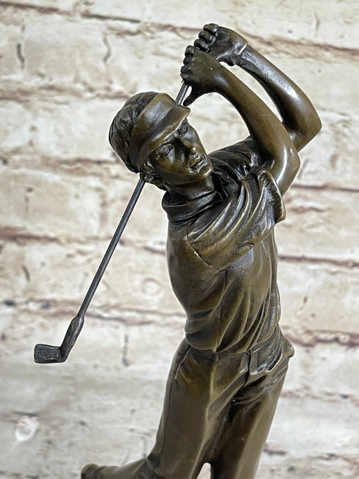 Golfer Golf Golfing Hand Made Sportsman Bronze Sculpture Statue Figurine Figur T