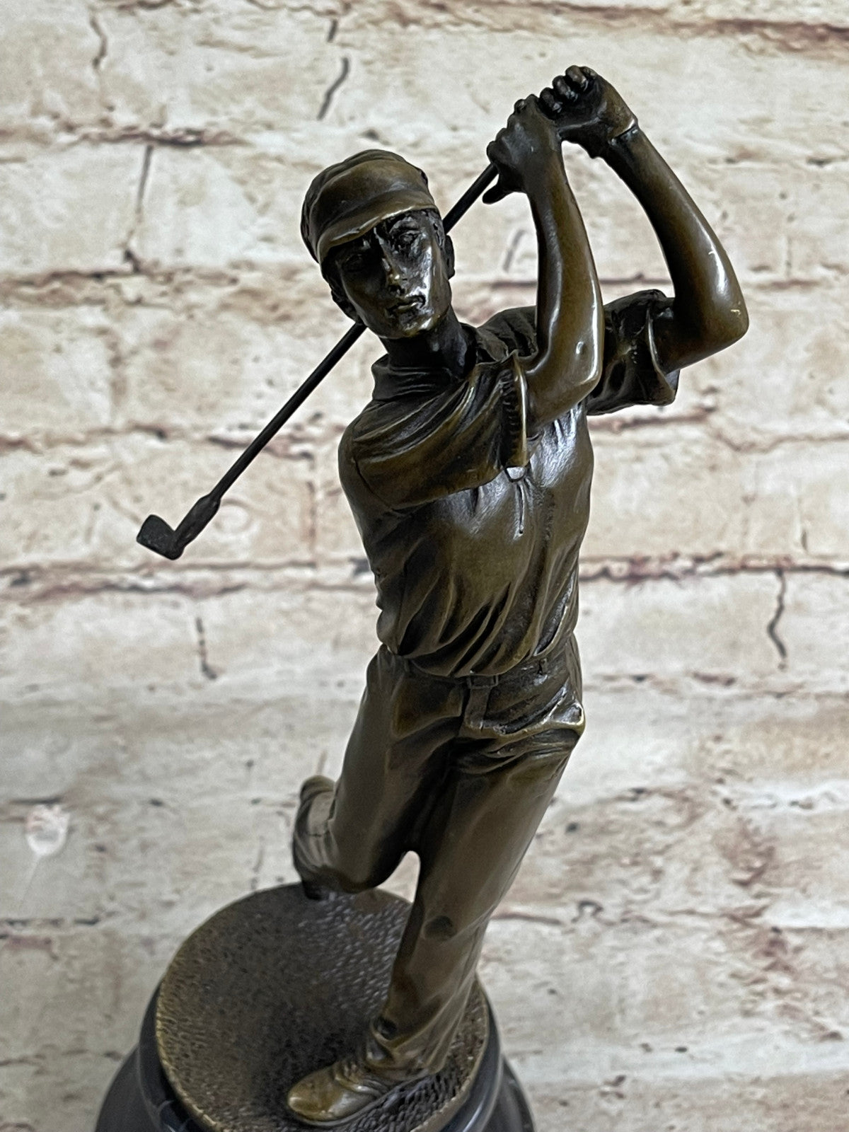 Golfer Golf Golfing Hand Made Sportsman Bronze Sculpture Statue Figurine Figur T