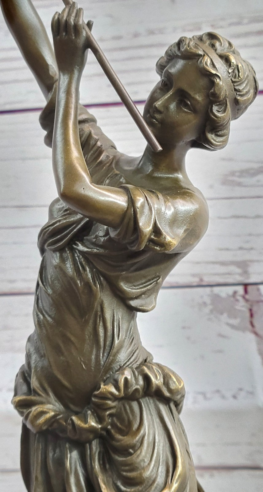 Handcrafted Museum Quality Classic Artwork Flue Player Bronze Sculpture Decor