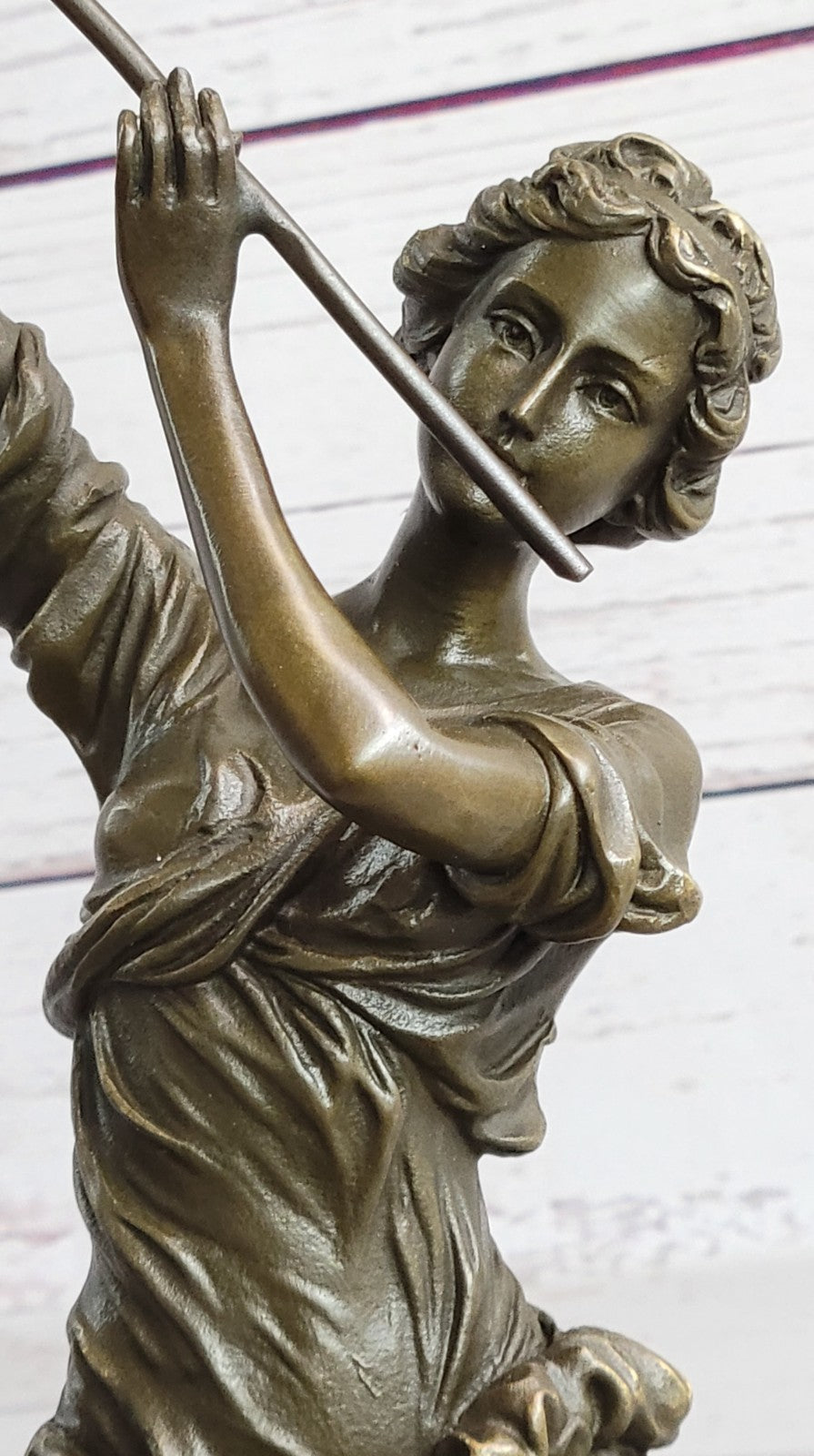 Handcrafted Museum Quality Classic Artwork Flue Player Bronze Sculpture Decor