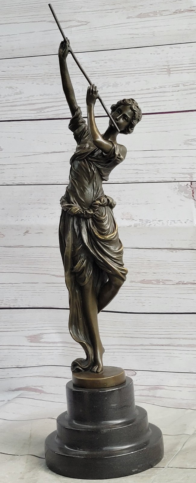 Handcrafted Museum Quality Classic Artwork Flue Player Bronze Sculpture Decor