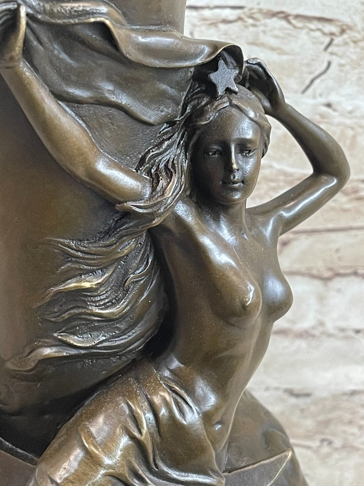 NUDE LADY VASE BRONZE SCULPTURE BY LOUIS MOREAU FRENCH ARTIST HOT CAST FIGURINE