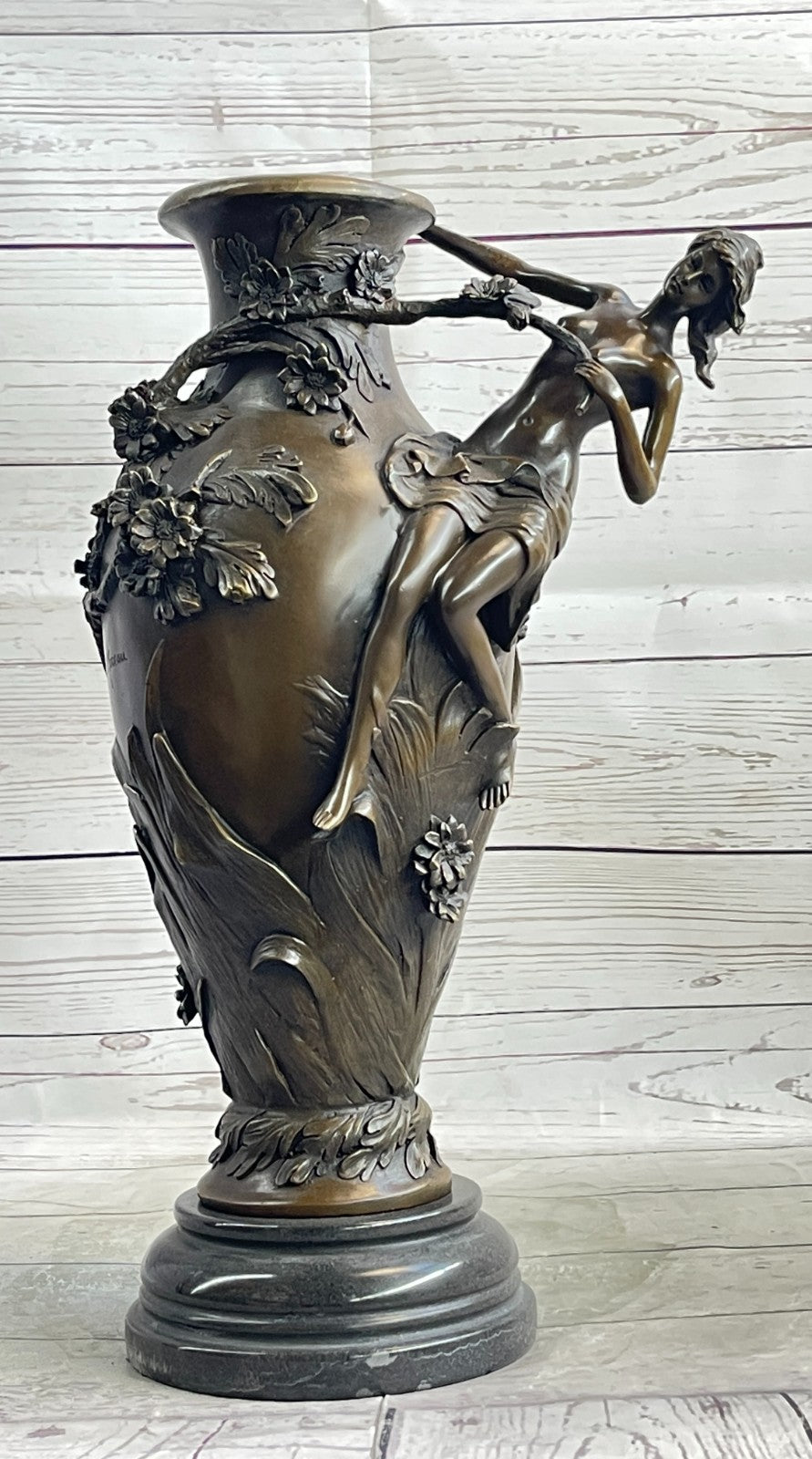 Nude naked female girl figurine statue vase Planter Mantel Decor Bronze Figurine