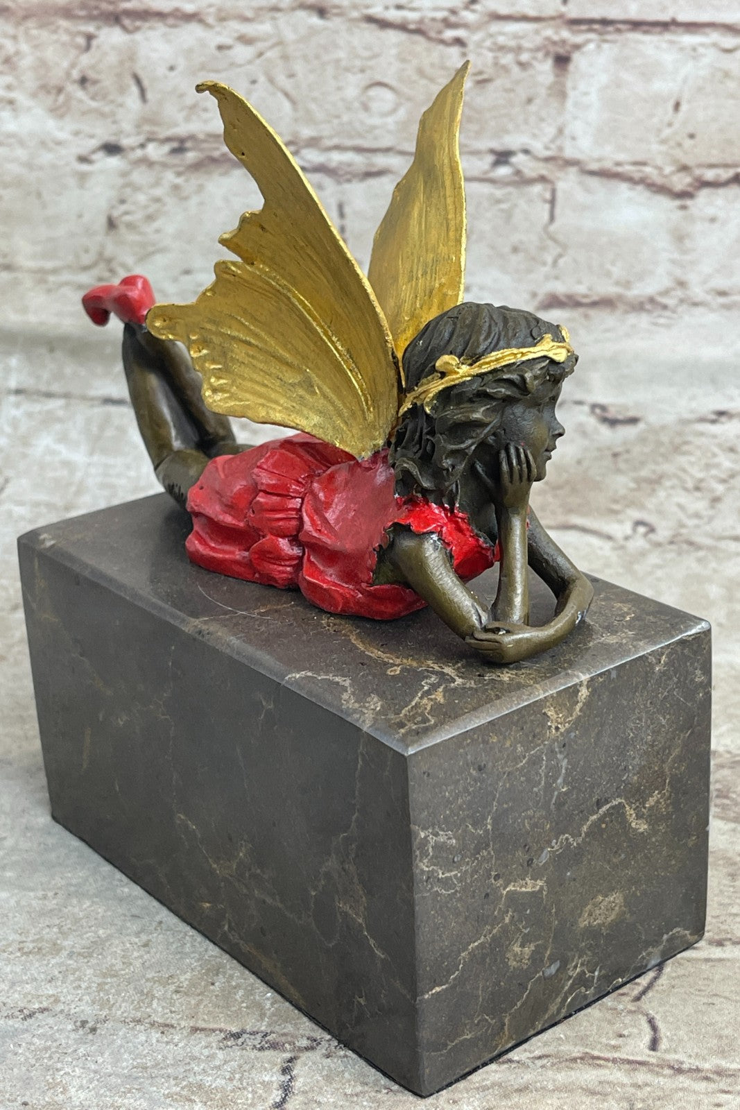 Original Milo Angel Cherub Gild Bronze Statue Art Deco Hot Cast Figurine  Figure