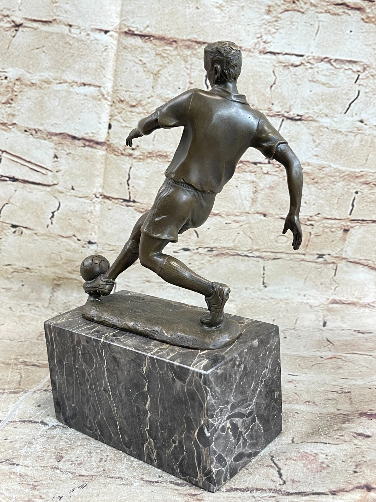 Soccer Player Statue Brass/bronze Genuine Metal Sports Decor Heavy Figurine Sale