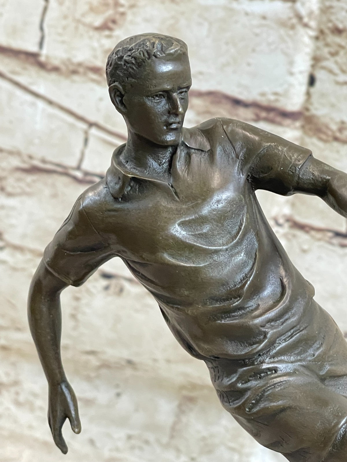 Soccer Player Statue Brass/bronze Genuine Metal Sports Decor Heavy Figurine Sale