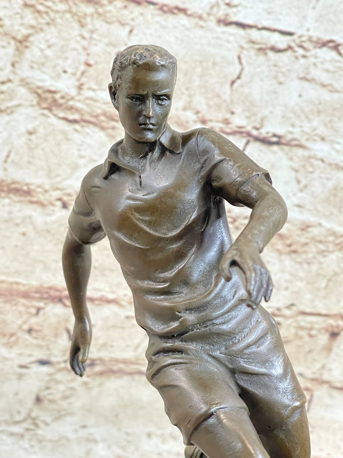 Soccer Player Statue Brass/bronze Genuine Metal Sports Decor Heavy Figurine Sale