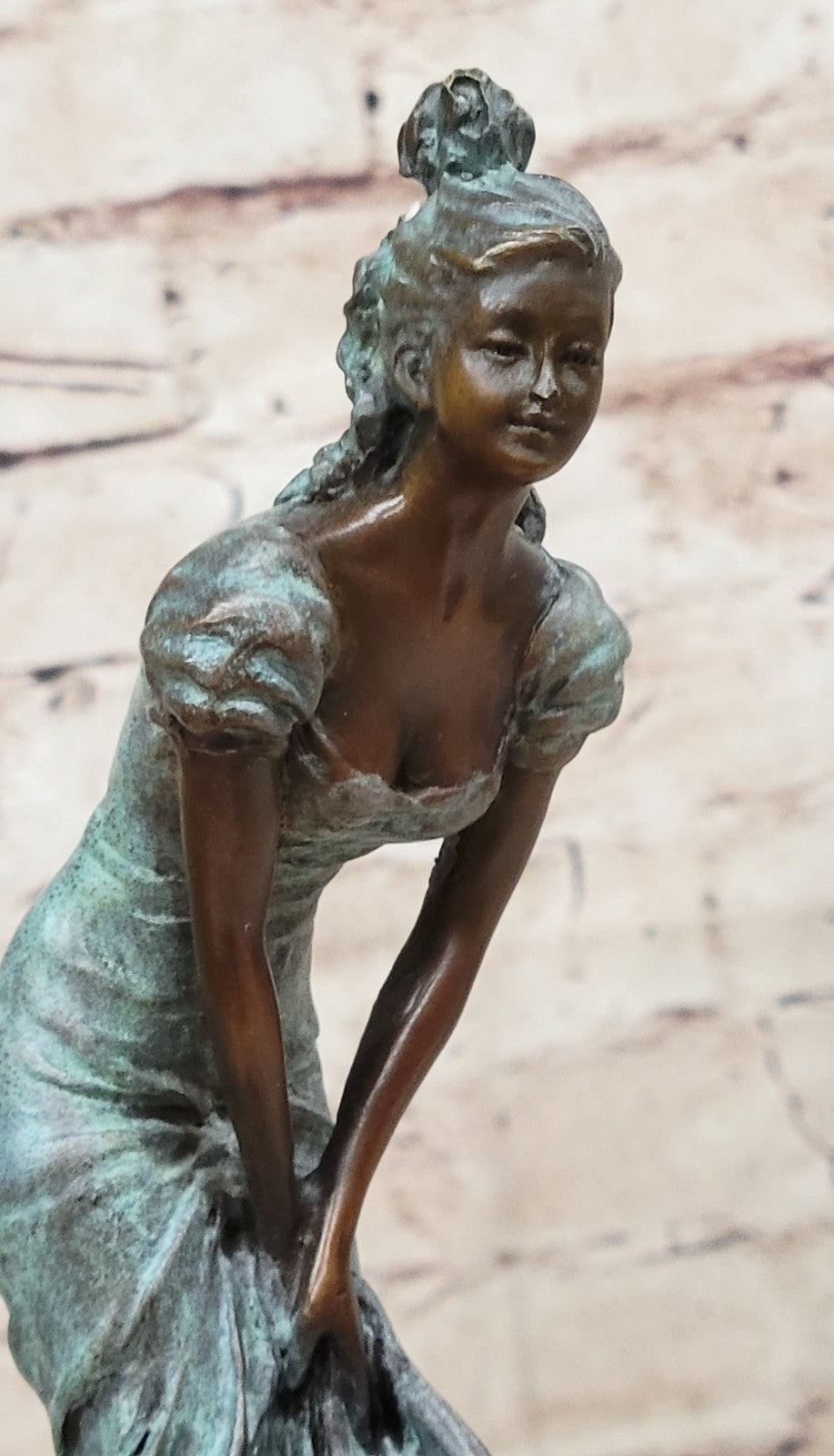 Hot Cast Handcrafted Art Nouveau Female Maiden by Milo Bronze Sculpture Statue