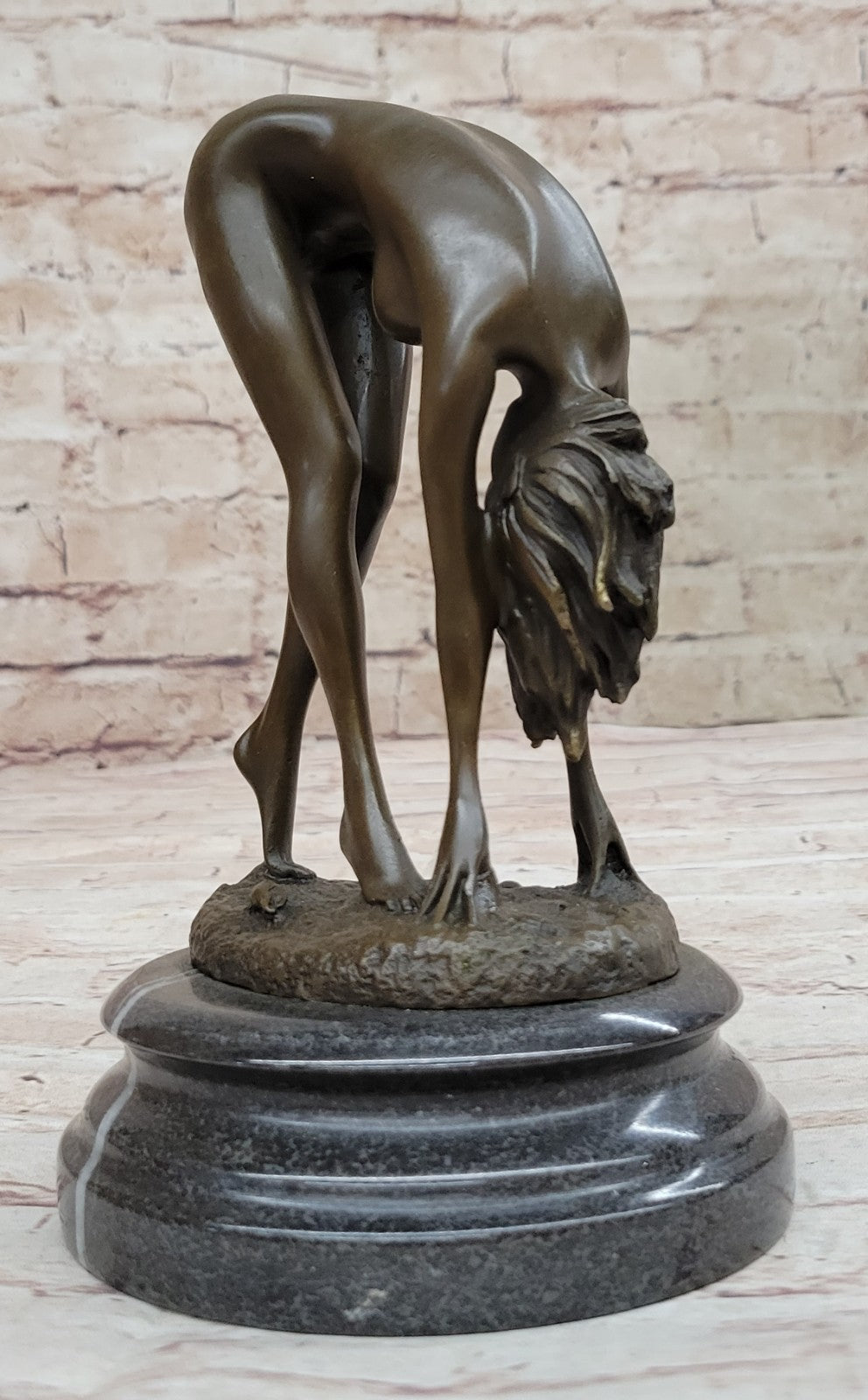 Bronze Sculpture Signed Original Hot Cast Nude Girl By Cesaro Statue Figurine